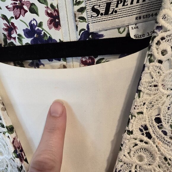 Vintage 80s Shirt Dress Floral Romantic Belted, Blue, Size 12 - Picture 8 of 15